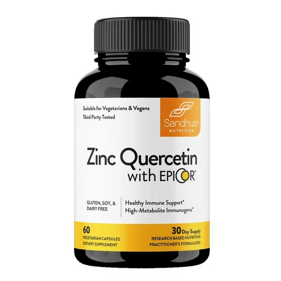 Sandhu’s Zinc with 200mg Quercetin, 500mg EpiCor® (Fermentate) - Year-Round Immune Support, 30 Servs