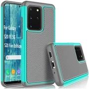 Galaxy S20 FE 5G / Galaxy S21 FE Cases, Samsung Galaxy S20 FE 5G Case Cover,Tekcoo Shock Absorbing [Turquoise] Rubber Silicone & Plastic Bumper Grip Cute Sturdy Hard Phone Cases Cover