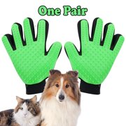Pet Grooming Gloves Brush Dog Cat Hair Remover Mitt Massage Deshedding 1 Pair Green