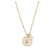 Mother of Pearl and Crystal Initial Pendant Necklace