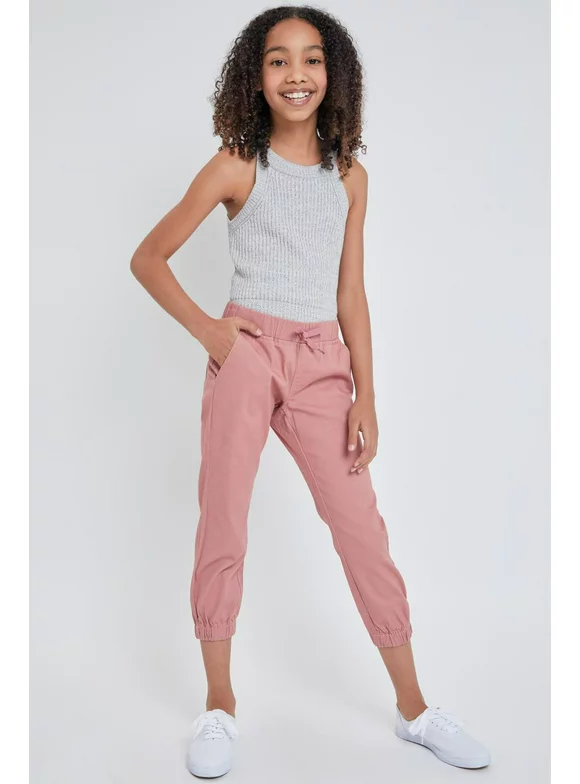 YMI Girls Mid Rise Twill Jogger Pant With Faux Drawstring (Big Girls) Sizes 7-14