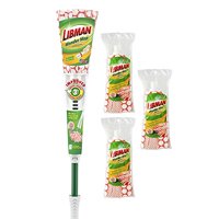 Libman Wonder Mop & Refills Kit - for Tough Messes and Powerful Cleanup - Easy to Wring, Long Handled Wet Mop for Hardwood, Tile, Laminate. Includes Three Replacement Heads, Machine Washable, 62 Inch