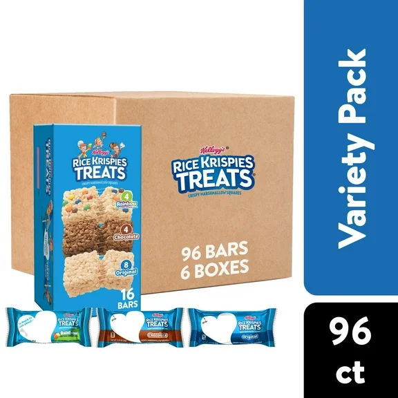 Rice Krispies Treats Variety Pack Chewy Marshmallow Snack Bars, Ready-to-Eat, 6.13 lb, 96 Count