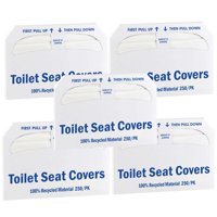 Disposable Paper Toilet Seat Cover Flushable Kids & Toddler Potty Training Seat Protectors in Cardboard Box Dispenser - For Public Restroom Travel Men Women Adults, 5 pack, 250 ct each