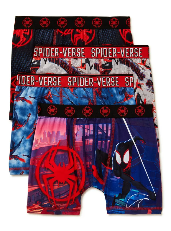 Spider-Man Boys Spider-Verse Boxer Briefs, 4-Pack, Sizes 4-10