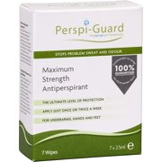 Perspi Guard Stops Problem Sweat and Odor, Maximum Strength Antiperspirant Wipes, for Underarms, Hands and Feet, 7 Count