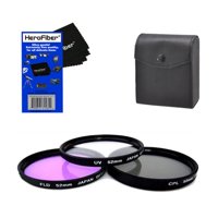 52mm Multi-Coated professional 3 Piece Lens Filter Kit (UV-CPL-FLD) For The Nikon Normal AF Nikkor 50mm f/1.8D Autofocus Lens with HeroFiber Ultra Gentle Cleaning Cloth