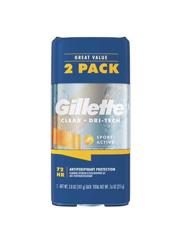 Gillette Antiperspirant and Deodorant for Men, Clear Gel, Sport Active, Twin Pack - 2 of 3.8oz