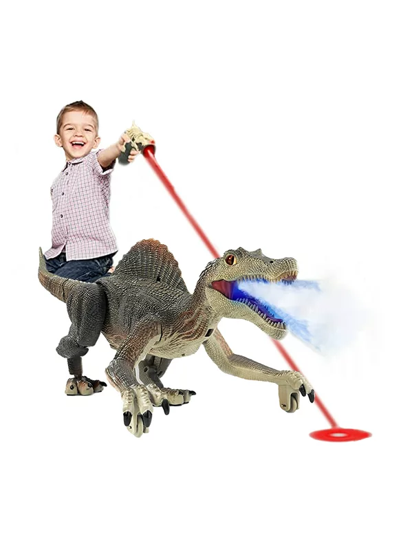 Richgv Remote Control Dinosaur Toys for Kid - Walking RC Dinosaur Toys for Boys 5-7，RC Jurassic Velociraptor Toys 8-12，Robot Dinosaur Toys with Light Sounds Rechargeable