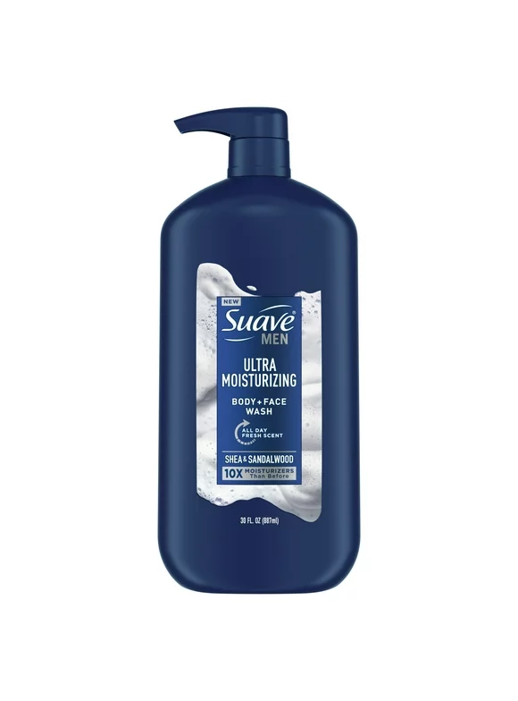 Suave Men Face & Body Wash, with Shea Butter & Coconut Oil, 30 oz