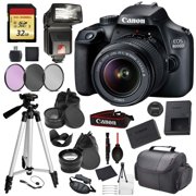 Canon EOS Rebel 4000D Digital SLR Camera with EF-S 18-55mm f/3.5-5.6 DC III Lens Kit Pro Accessory Bundle Package Deal : 32gb SD Card + DSLR Bag + 57'' Tripod + More - Intl Model