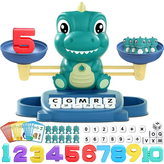 Dinosaur Math & Letter Game - 3-in-1 Learning Toy for Kids Ages 3-5 - Preschool Educational Counting & Matching Gift