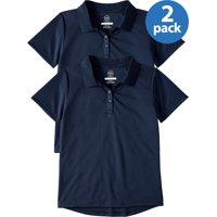 Wonder Nation Girls School Uniform Short Sleeve Performance Polo Shirt, 2-Pack Value Bundle, Sizes 4-18
