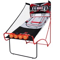 MD Sports Indoor EZ Fold Dual Shot Arcade Basketball Game, Space Saving, LED Scorer, Sound Effects, Black/Red