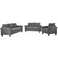 Couch and Sofa Set for Living Room, URHOMEPRO 3 Piece Modern Sofas Set with 3 Seat Sofa, Loveseat and Single Armchair, Furniture Sofa Set with Removable Cushions, 500lbs, Grey, A29