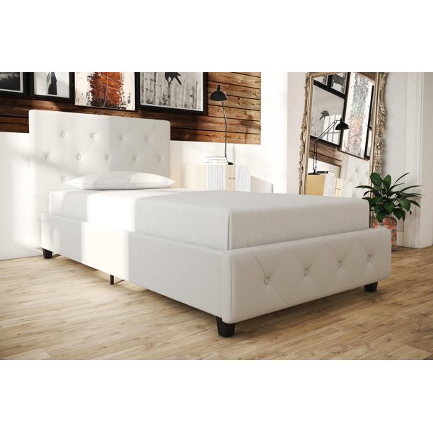Dhp Dakota Upholstered Platform Bed, White Twin Size Bed