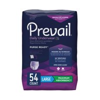 Prevail Maximum Absorbency Incontinence Underwear for Women, Large, 54 Count