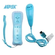 Blue Built-in Motion Plus Remote + Nunchuck Controller For Wii + Silicone Case + Wrist Strap