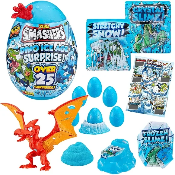 Smashers Dino Ice Age Surprise Egg (with Over 25 Surprises!) by ZURU - Dactyl - Red