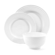 Gibson Home Plaza Cafe 12 Piece Stoneware Dinnerware Setin White