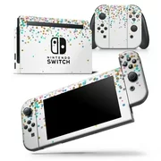 Multicolor Birthday Dots Over White - Skin Wrap Decal Compatible with the Nintendo Switch Console + Dock + JoyCons Bundle