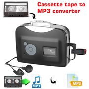 Portable Cassette to MP3 Converter, USB Cassette Audio Music Player Tape to MP3 Converter - Walkman Cassette Player Recorder with 3.5mm Earphones - Portable Battery Powered Tape Audio Digitizer