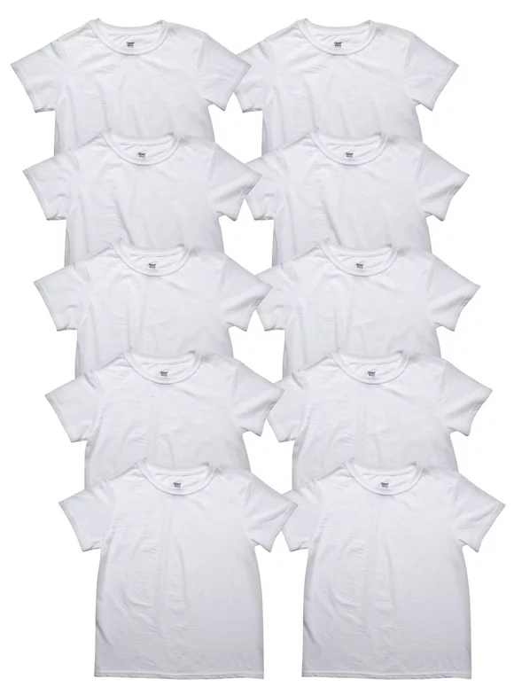 Yana Boys Eco White Crew Undershirts, 10 Pack, Sizes S - XL