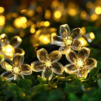 Qedertek Garden Solar String Lights,22.96ft 50 LED Solar Fairy Blossom Flower for Indoor/Outdoor,Patio,Lawn,Garden,Christmas,and Holiday Festivals Decorative Lights (Warm White)