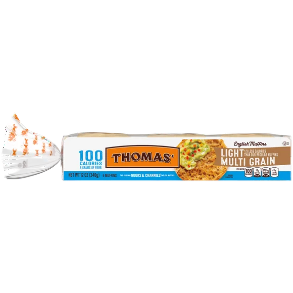 Thomas' Light Multi-Grain English Muffins, 6 Count, 12 oz Bag