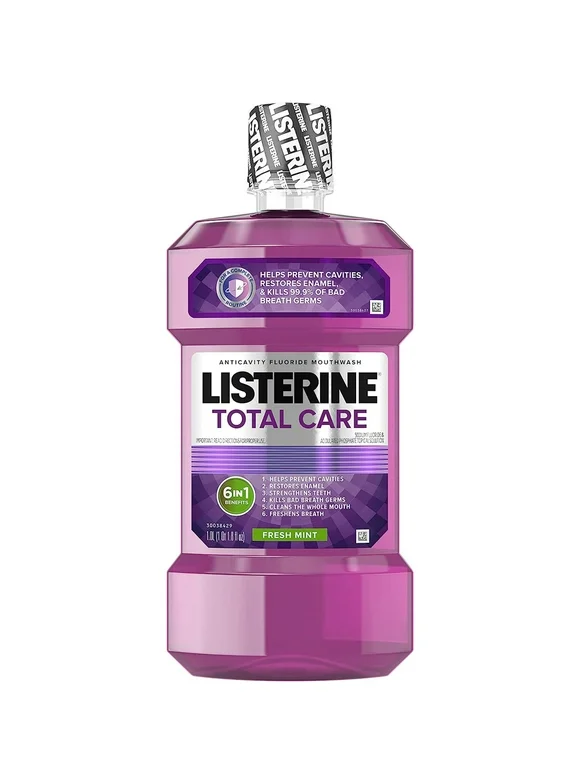 Listerine Total Care Anticavity Fluoride Mouthwash/Mouth Rinse, Fresh Mint, 1 L