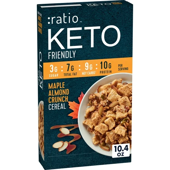 Ratio Maple Almond Crunch Cereal, 10g Protein, Keto Friendly, 10.4 OZ