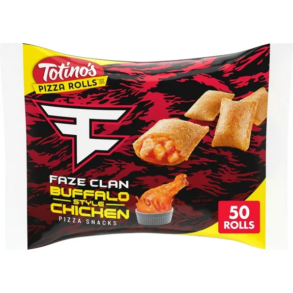 Totino's Pizza Rolls, FaZe Clan Buffalo Style Chicken, Frozen Snacks, 50 Ct