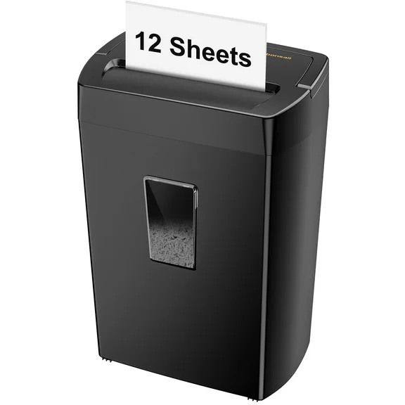 Bonsaii 12 Sheet Cross Cut Paper Shredder with 5.4 Gallons Wastebasket Home Office Use