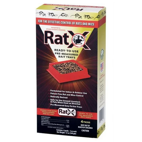 RatX Disposable Rat & Mouse Pre-Measured Bait Tray (4-Pack) 620105