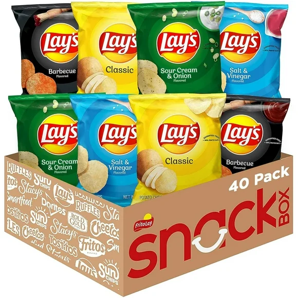 Lay's Potato Chips Variety Pack Snack Chips, 1oz Bags, 40 Count Multipack