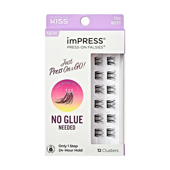 imPRESS Press-On Falsies Eyelash Clusters Minipack, Wispy, Chic, 12 Ct.