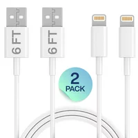 iPhone Charger Lightning Cable Ixir, 2 Pack 6FT USB Cable, For Apple iPhone Xs,Xs Max,XR,X,8,8 Plus,7,7 Plus,6S,6S Plus,iPad Air,Mini,iPod Touch,Case, Fast Charging & Syncing Cord