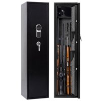 Rifle Safe 5 Gun Storage Security Cabinet for Home Long Gun Safe with Separate Lock Boxes for Pistols/Ammo, Anti-static Gun Security Cabinet with Extra 2 Handguns Storage Bags