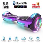 Flash Wheel UL 2272 Certified Hoverboard 6.5" Bluetooth Speaker with LED Light Self Balancing Wheel Electric Scooter - Chrome Purple
