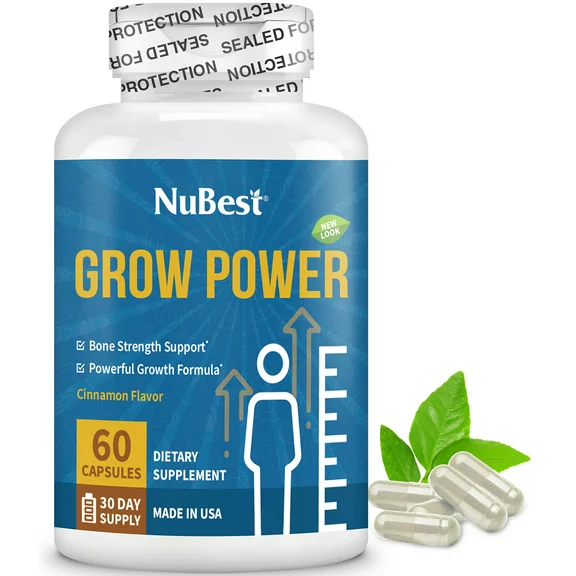 Grow Power - Support Bone Strength, Immunity, Healthy Growth for Age (10 ), 60 Capsules