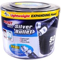 Pocket Hose Original Silver Bullet Water Hose by BulbHead - Expandable Garden Hose That Grows with Lead-Free Aluminum Connectors - Safe Drinking Water Hose (50 Feet)