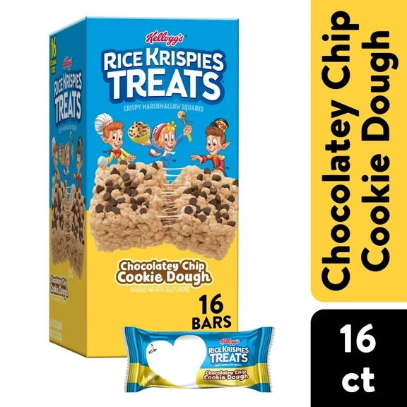 Rice Krispies Treats Chocolatey Chip Cookie Dough Chewy Marshmallow Snack Bars, Ready-to-Eat, 12.4 oz, 16 Count