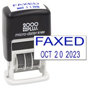 Cosco 2000 PLUS Self-Inking Rubber Date Office Stamp with FAXED Phrase & Date - BLUE Ink (Micro-Dater 160), 12-Year Band