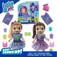 Baby Alive Baby Grows Up Growing and Talking Baby Doll, Includes 1 Surprise Doll and 8 Accessories