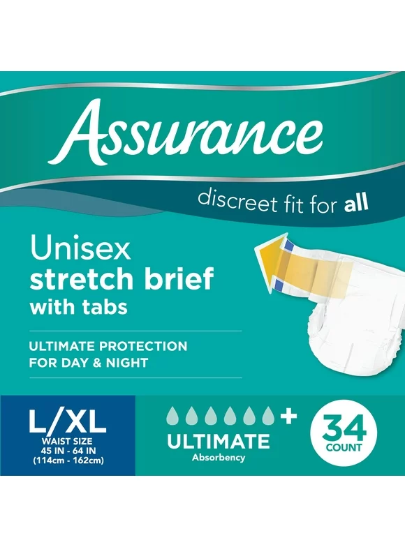 Assurance L/XL Unisex Stretch Briefs With Tabs 68 Ct