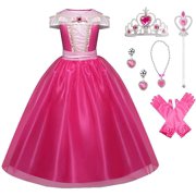 Little Girls Princess Aurora Costume Halloween Party Birthday Dress Up Cosplay OutfitGood Quality Party Costumes and Fancy Dresses.