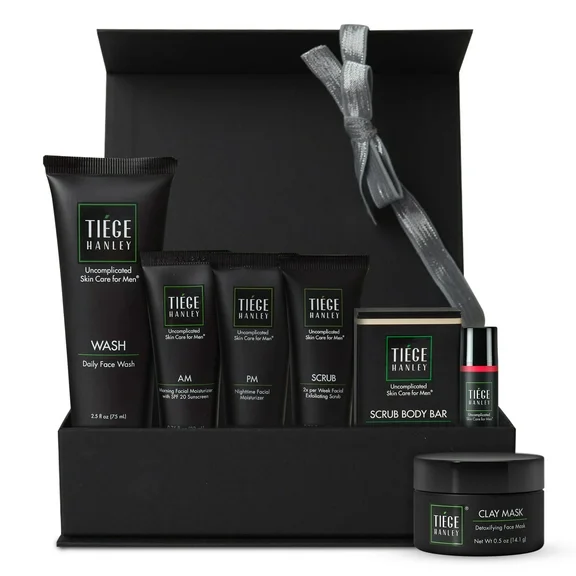 Tiege Hanley Men's Silver Skin Care Gift Set: Face Wash, Moisturizer, Body Wash, Deodorant, Scrubber