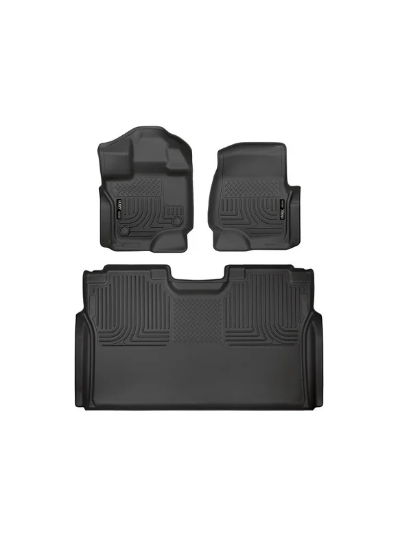 Husky Liners by RealTruck Weatherbeater | Compatible with 2015 - 2024 Ford F-150 SuperCrew (includes 22 - 24 Lightning Models) w/o Fold Flat Storage - Front & 2nd Row Liner - Black, 3 pcs. | 94041