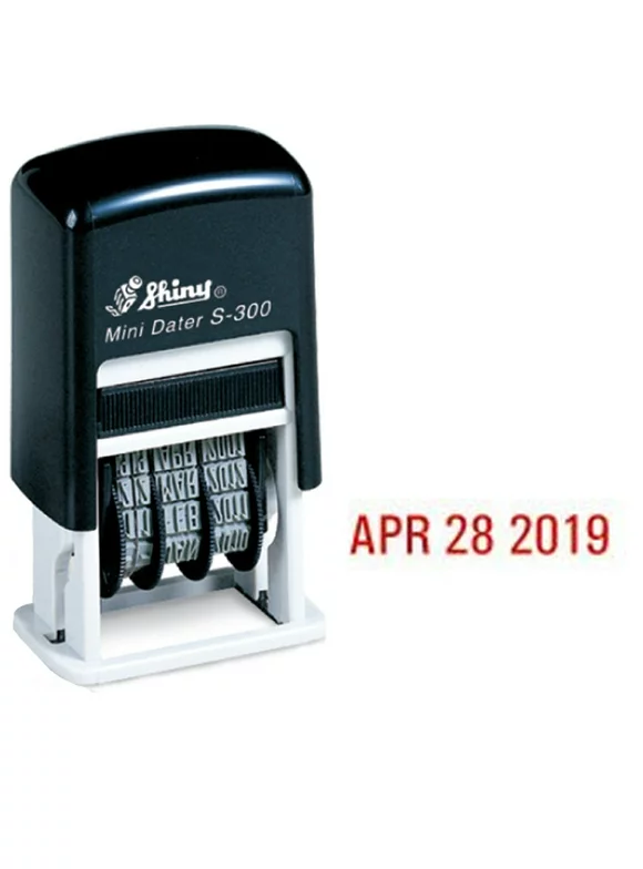 Shiny Self-Inking Rubber Date Stamp - S-300 - RED INK (42510-R)
