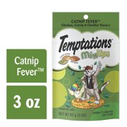TEMPTATIONS MixUps, Crunchy and Soft Cat Treats, Catnip Fever Flavor, 3 oz. Pouch